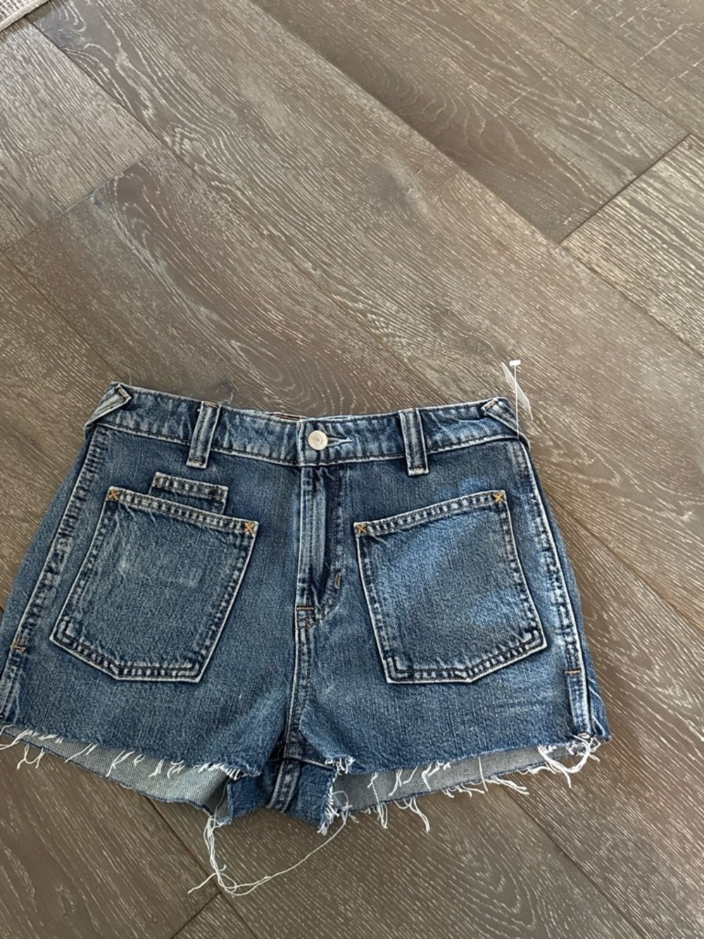 Free People Vintage Dark Blue Frayed Hem Denim Shorts